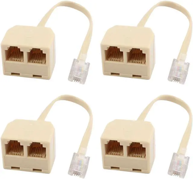 Main image of 4Pcs RJ11 6P4C Male to 2 Ports Female Telephone Line Splitter Adapter Converter