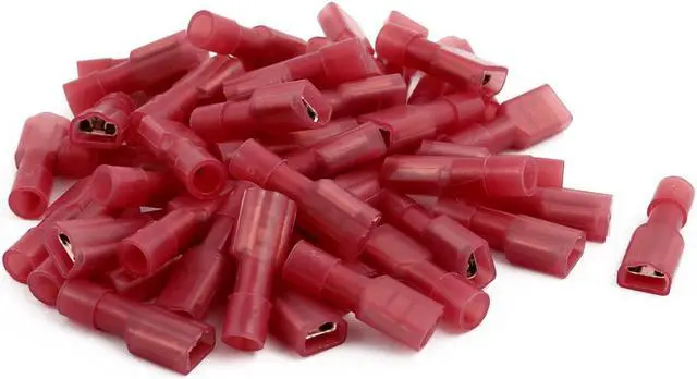 Main image of 50Pcs FDFN1-187 22-16AWG Insulated Female Spade Crimp Terminal Connector Red