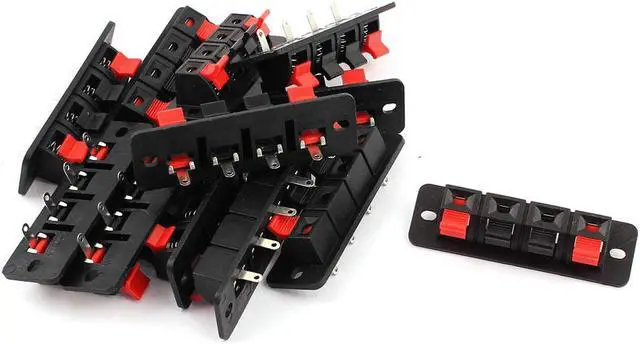 Main image of Unique Bargains 12pcs 4 Terminal Spring Loaded Push Audio Stereo Speaker Socket Connector Board