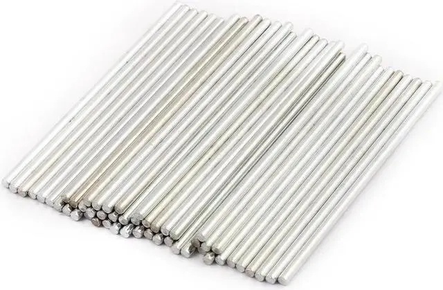 Main image of 50Pcs Round Shaft Solid Durable Steel Rods Axles 2mm x 60mm Silver Tone