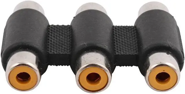 Alt view image 2 of 2 - Triple 3 RCA Female to Female Audio Extension Coupler Adapter Connector Black