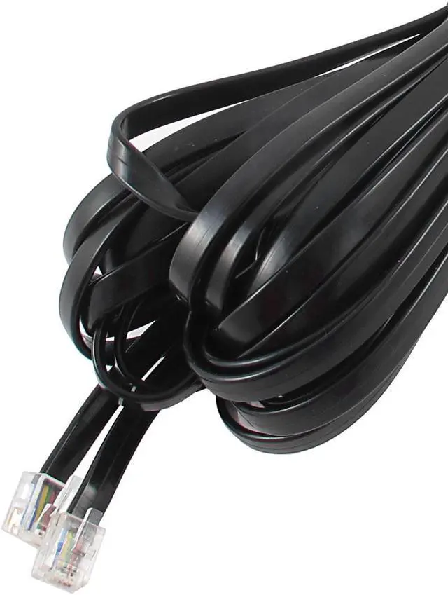 Alt view image 2 of 2 - Unique Bargains 33Ft Length 6P6C RJ11 Telephone Extension Fax Modem Cable Line Black