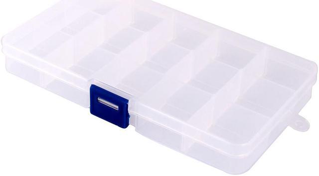 Unique Bargains Plastic 15 Compartments Jewelry Earring Bead Container  Storage Case 