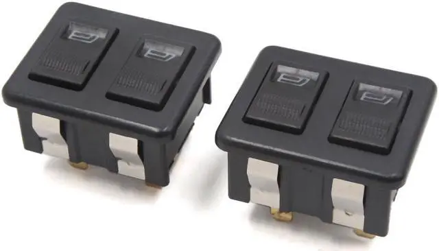 Main image of 2Pcs Universal Black 10 Terminals Truck Double Rows DPST Power Window Switch