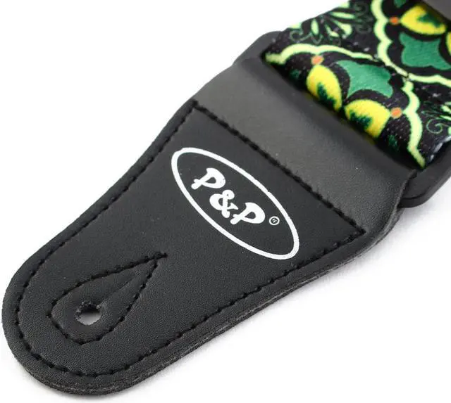 Alt view image 2 of 6 - Faux Leather End National Style Adjustable Guitar Shoulder Strap Bass Belt Green