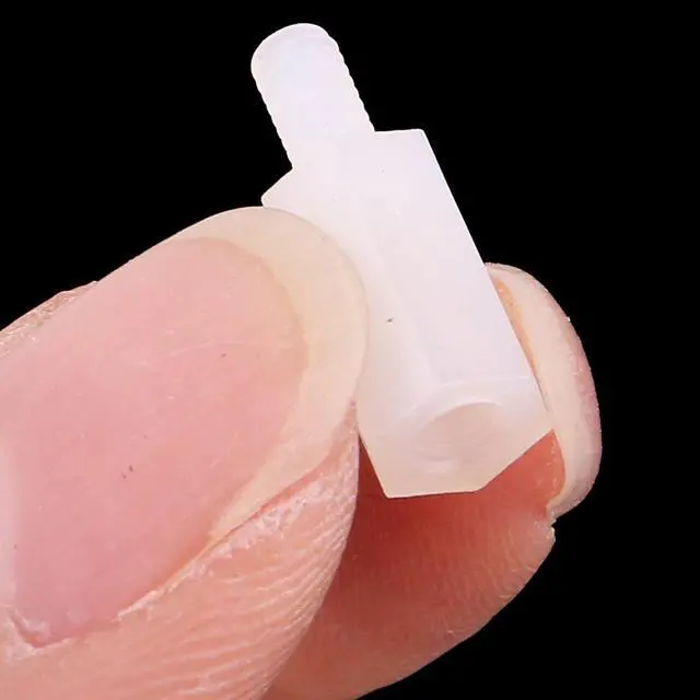 Alt view image 2 of 2 - 100 Pcs Nylon Hex Standoff Spacer M3x10 Female to M3x6 Male Off White