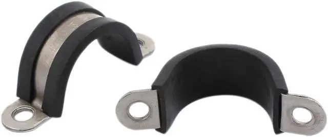 Alt view image 2 of 2 - 10Pcs 25mm Dia Rubber Lined U Shaped Stainless Steel Hose Pipe Clips Clamp Cable