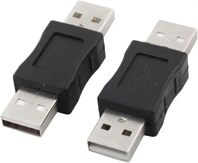 Main image of Laptop Computer USB 2.0 Male to Male Plug Adapter Connector Black 5cm Long 2pcs