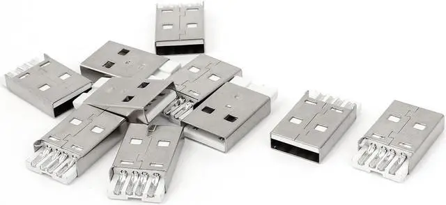 Main image of Unique Bargains 10 Pcs USB 2.0 Type A Male Plug Port Straight Pin PCB Mount Connector Adapter