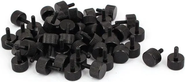 Main image of Computer PC Case Black Zinc Plated Flat Head Knurled Thumb Screw M3x8mm 50pcs