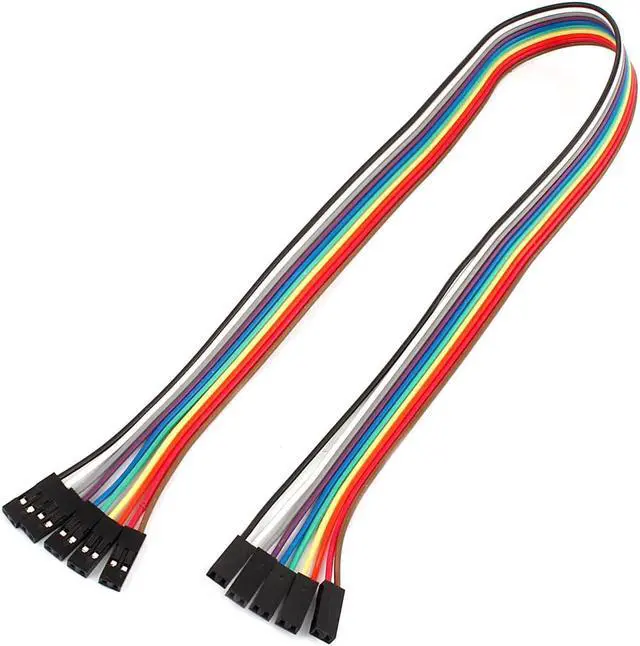 Main image of Unique Bargains 40cm 2.54mm F/F 2 Terminals Solderless Colored Breadboard Jumper Wire 5 Pcs