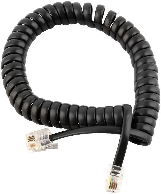 Main image of Phone Handset Spiral Coiled RJ11 4P4C Plug Telephone Extension Cable Line Black