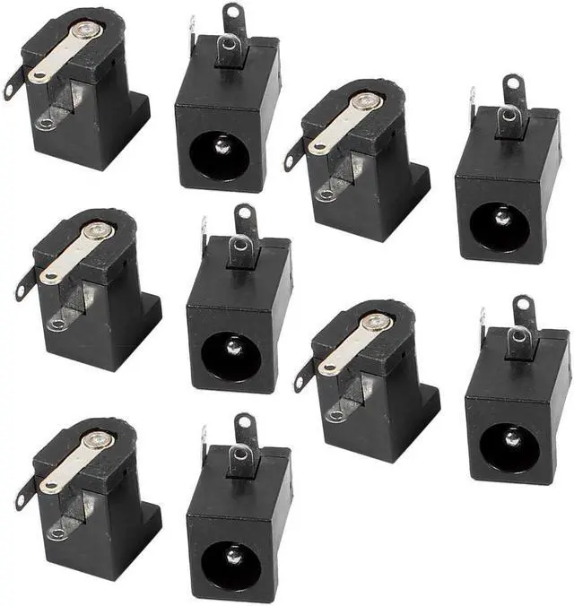 Main image of 10pcs 3 Pins PCB Mount 5.5x2.5mm Female DC Power Jack Socket Connector DC-005