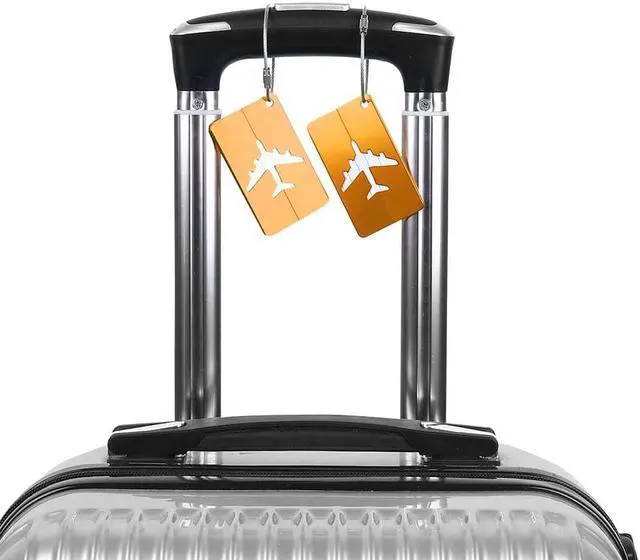 Alt view image 6 of 6 - Luggage Handbag Name Address Message Label Tag Card Holder Gold Tone 2pcs