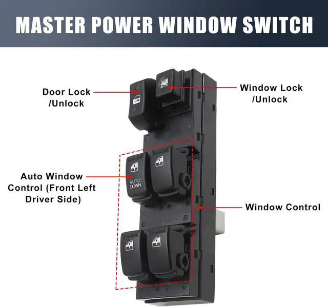 Alt view image 3 of 3 - 93570-2E000 Car Window Switch Front Left Driver Side for Hyundai Tucson 04-10