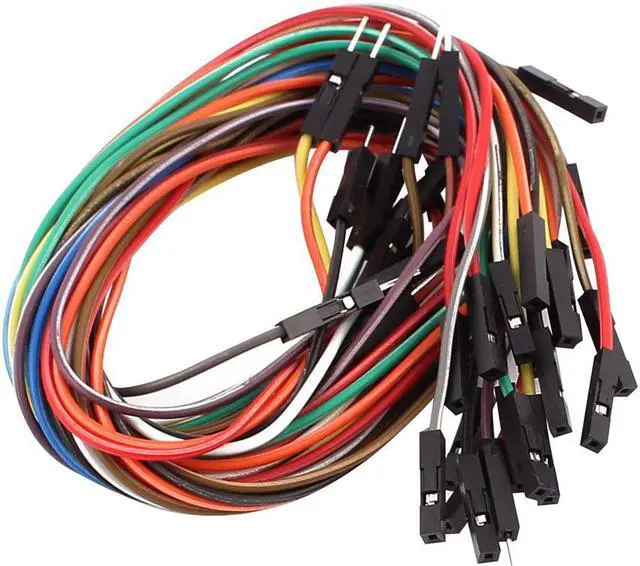 Main image of 20Pcs Female to Male 1P Jumper Wire Ribbon Cable Pi Pic Breadboard DIY 40cm Long