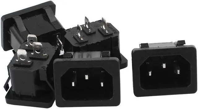 Main image of 5Pcs AC 250V 10A 3 Terminals Snap in Inlet Power Male Plug Socket Adapter