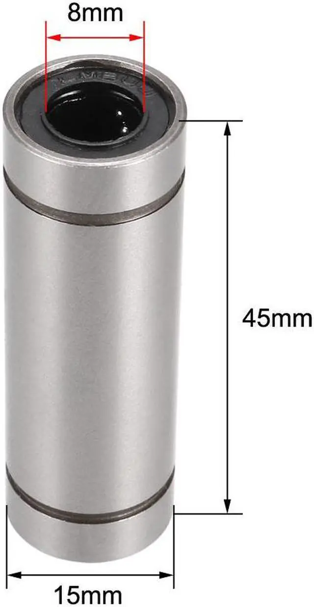 Alt view image 2 of 3 - LM8LUU 8mmx15mmx45mm Linear Motion Bushing Ball Bearing Silver Tone 10pcs