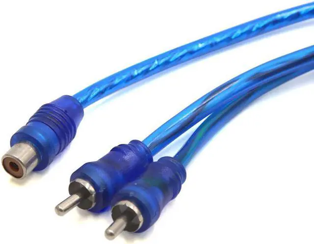 Alt view image 2 of 2 - 2Pcs 12 Inch Long Female to 2 Male RCA Splitter Adapter Audio Y Cable for Car