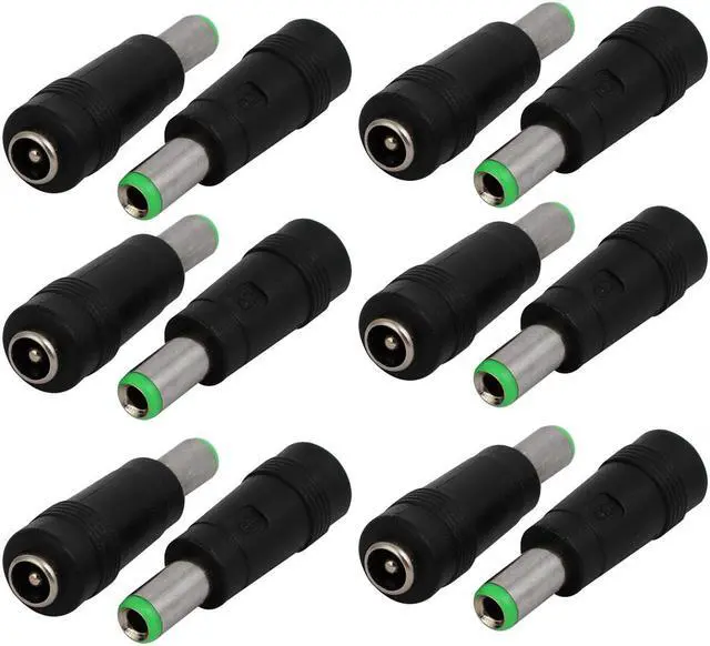 Main image of Plastic Shell 6.3mm x 3.0mm Male to 5.5mm x 2.5mm Female DC Power Adapter Black 12pcs
