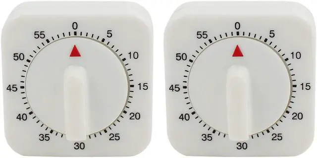 Main image of 2Pcs 2.4x2.4x1.3-Inch 60 Minutes Mechanical Kitchen Timer Square Pendulum Clock