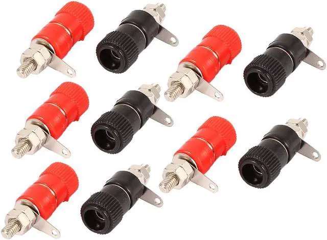 Main image of Unique Bargains 10 Pcs Metal Body 4mm Banana Plug Socket 3.8mm Thread Binding Post Terminals