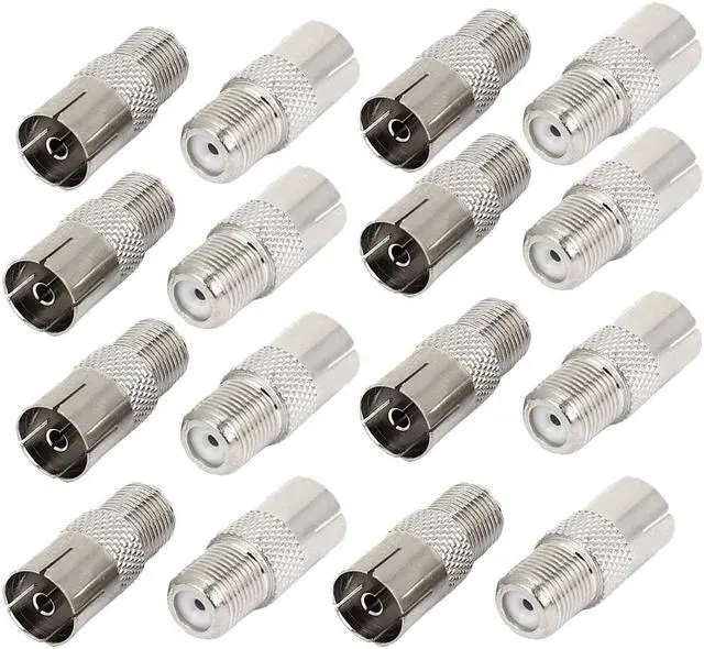 Main image of Unique Bargains 16 Pcs RF Coaxial F Female to PAL Male TV CATV Aerial Connector Silver Tone