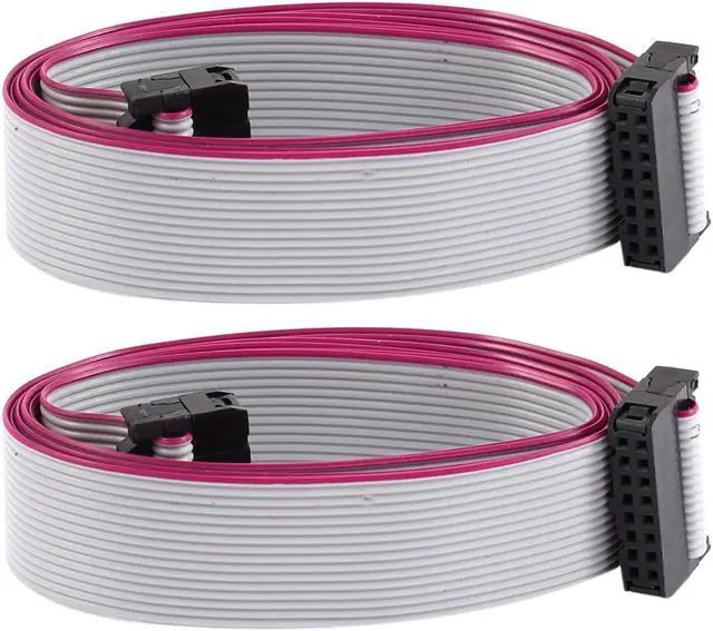 Main image of 2.54mm Pitch 16 Pins 16 Wires F/F IDC Connector Flat Ribbon Cable 1 Meter 2pcs