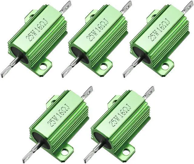 Main image of 25W 16 Ohm Aluminium Housing Chassis Mount Wirewound Power Resistors Green 5pcs
