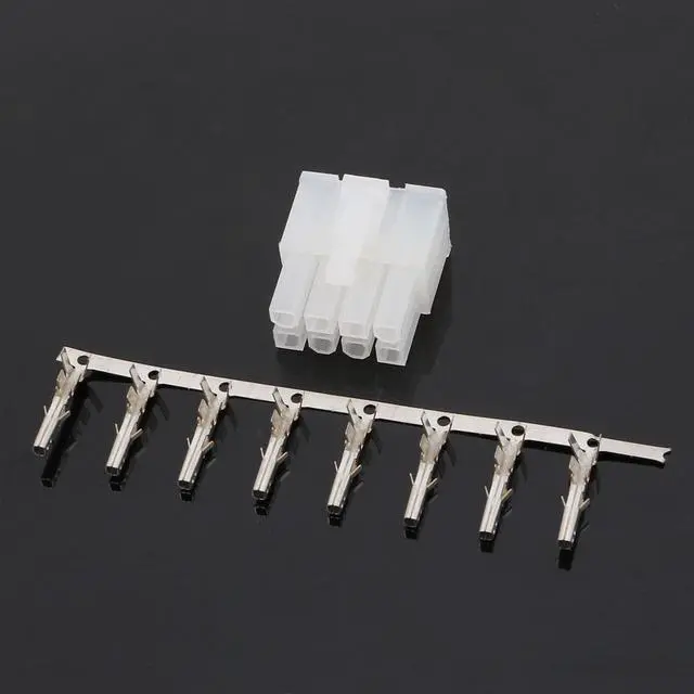 Alt view image 2 of 3 - 20 Sets White Plastic Dual 8 Pin Male 4.2mm Pitch + 8 Pin Terminal Car Auto PC PSU ATX Connector