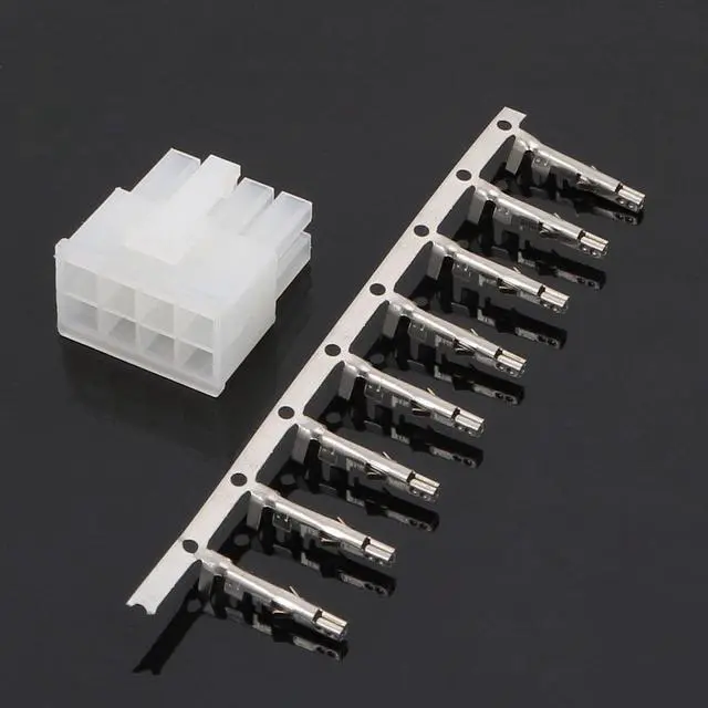 Alt view image 3 of 3 - 20 Sets White Plastic Dual 8 Pin Male 4.2mm Pitch + 8 Pin Terminal Car Auto PC PSU ATX Connector