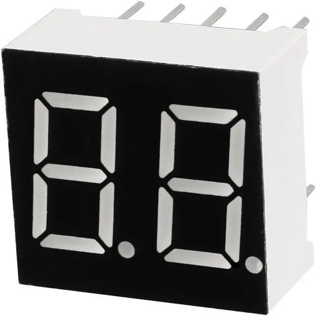 Alt view image 2 of 6 - Common Cathode 10 Pin 2 Bit 0.59 x 0.55 x 0.28 Inch 0.35" Red LED Display 5pcs