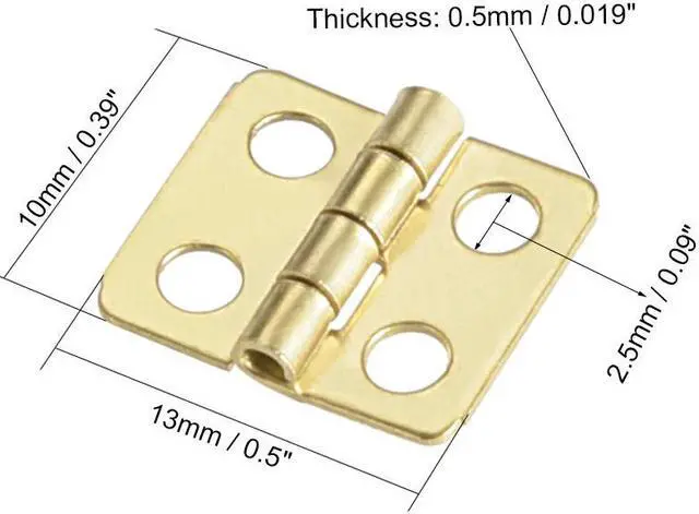 Alt view image 2 of 4 - 0.5" Mini Hinge Jewelry Case Wooden Box Hinges Fittings Golden Plain 50pcs