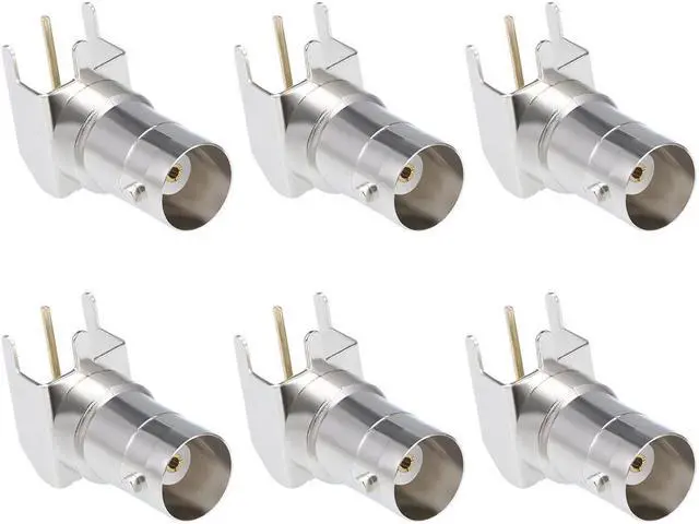 Main image of Unique Bargains 6PCS Welding BNC Female Right Angle Adapter PCB Panel Mount Coaxial RF Connector
