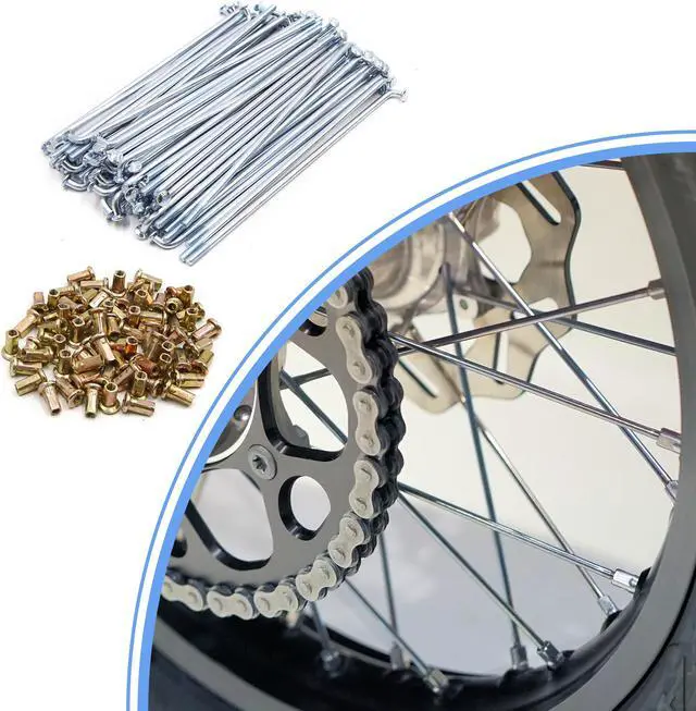 Alt view image 2 of 4 - 72pcs Silver Tone 4mm Thread Dia 160mm Length Motorcycle Wheel Spokes w Nipples