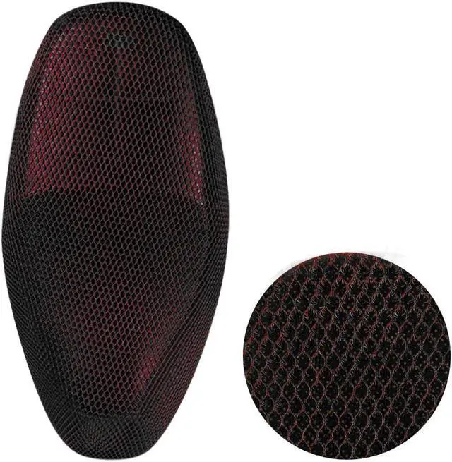 Alt view image 2 of 5 - XXL Black Red Motorcycle Net Mesh Seat Full Cover Breathable Protector Cushion