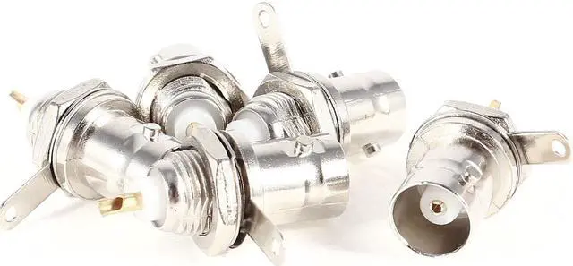 Main image of 5 Pieces Silver Tone BNC Jack Bulkhead Solder Female RF Connector Adapter