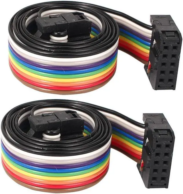 Main image of 50cm 10 Pin 10 Way F/F Connector IDC Flat Rainbow Color Ribbon Cable 2pcs