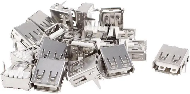Main image of Unique Bargains 20pcs 90 Degree 4 Pins DIP Through Point USB A Female Plug Jack Socket