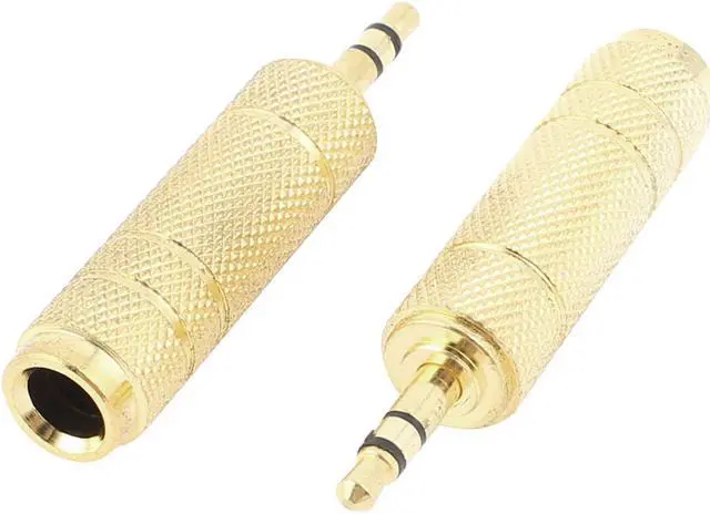 Main image of 2 Pcs 3.5mm Male to 6.5mm Female M/F Stereo Audio Jack Plug Converter Connector
