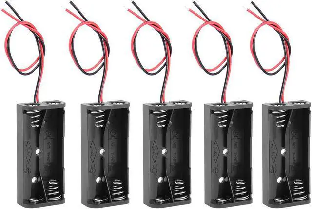 Main image of 5Pcs 2 x 1.5V AAA Battery Holder Storage Box Wire Leads Black Plastic