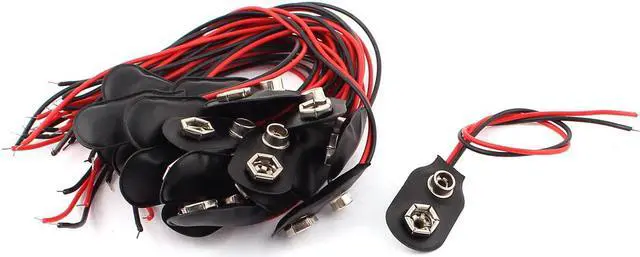 Main image of 20pcs 14cm Wire Faux Leather 9V Block Battery Clips Buckles DIY Connectors