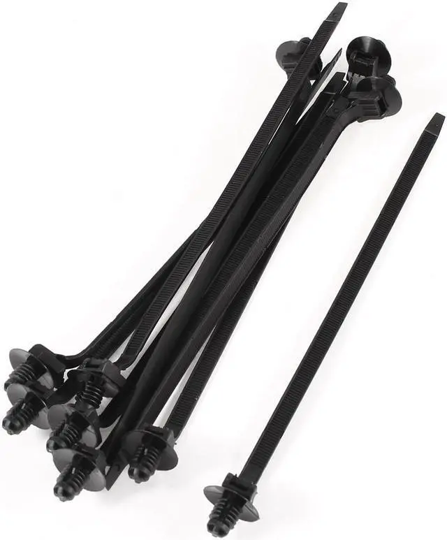 Main image of Unique Bargains 183mm x 5mm Adjustable Black Nylon Fir Tree Mount Design Cable Tie 10 Pcs