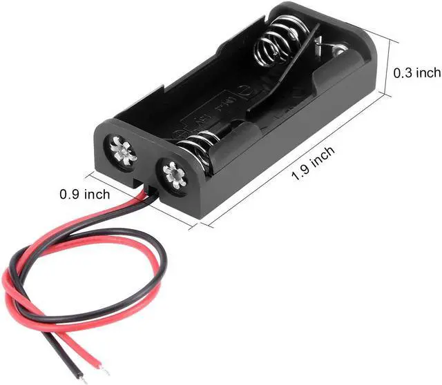 Alt view image 4 of 4 - 5Pcs 2 x 1.5V AAA Battery Holder Storage Box Wire Leads Black Plastic