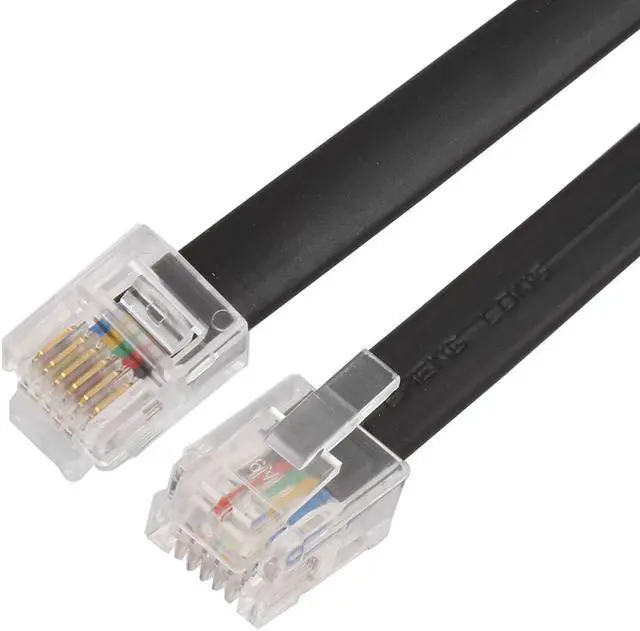 Alt view image 2 of 2 - RJ12 6P6C Telephone Handset Receiver Extension Cord Wire Cable Black 2 Pcs