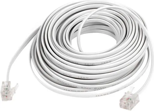 Main image of Unique Bargains 10M 33Ft Length 6P2C RJ11 Male Plug Phone Telephone Extension Cable Cord White
