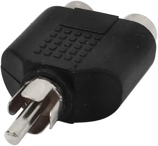 Alt view image 2 of 2 - Unique Bargains Black RCA 2 Female to 1 Male Socket Phono Audio Y Splitter Adapter Converter