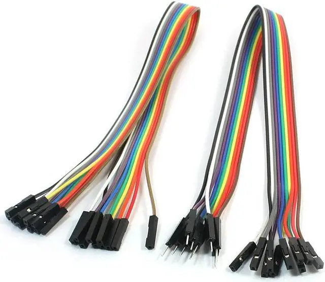 Main image of Unique Bargains 2Pcs 2.54mm 10Pin Male Female Connect Solderless Jumper Wire Cable 30cm