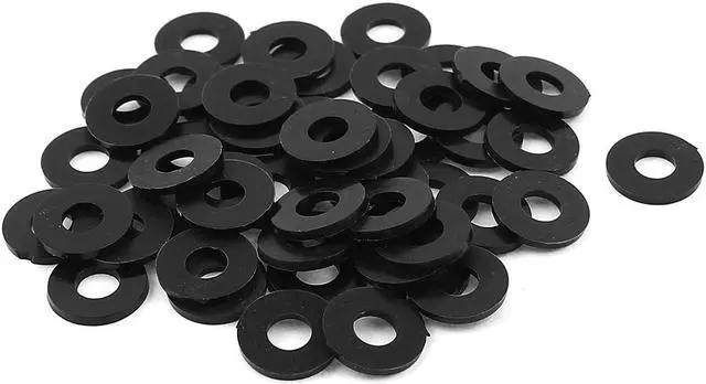 Main image of Unique Bargains 50pcs Plastic Spacer Flat Nylon Standoff Washer Insulation M4 x 10mm x 1mm Black