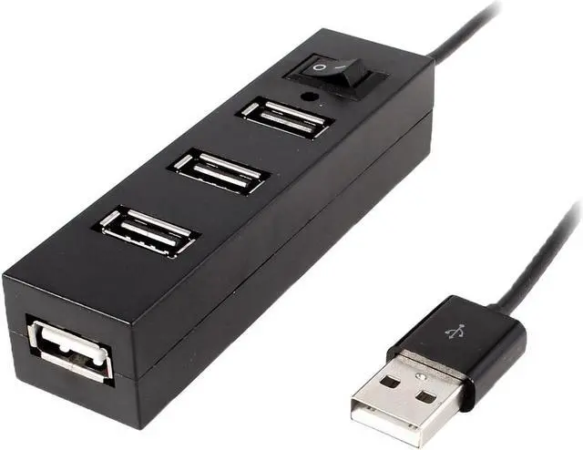 Main image of Unique Bargains Hi-Speed LED Switch 4 Ports USB 2.0 Hub Expander for PC Laptop Black
